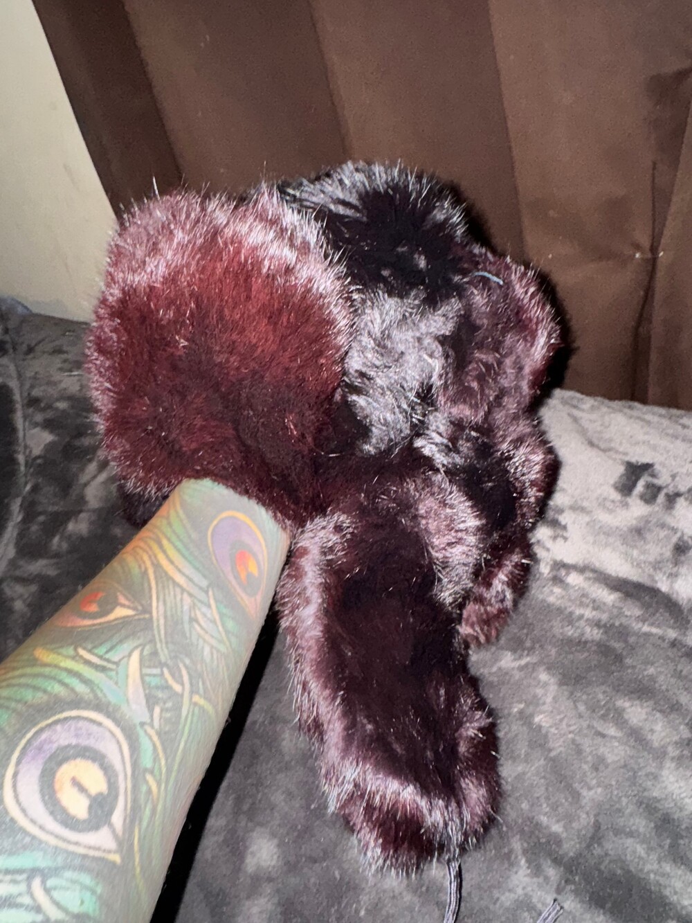 Vintage Burgandy Russian mink fur trapper hat with ears